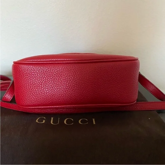 Gucci Soho Red Pebbled Leather Crossbody Bag with tassel - Picture 10 of 11
